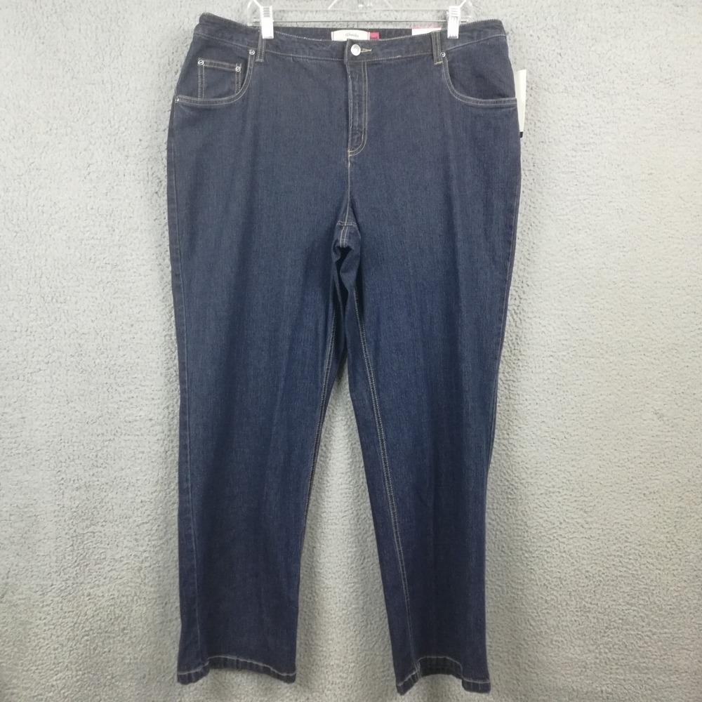 CJ Banks Womens Jeans Straight Leg Blue Denim Dark Wash High Rise Plus 18W New